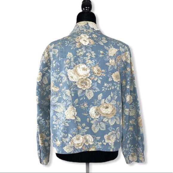 Vintage 90’s Coldwater Creek Light Floral Denim Jacket - Picture 7 of 11